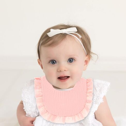 Baby Bibs Baby Drooling Bibs Muslin Bibs 4-Layer Organic Muslin Cotton for Girls Absorbent& Soft& Breathable Teething Bibs Adjustable Scarf Muslin Baby Bibs for Girls in Saudi Arabia