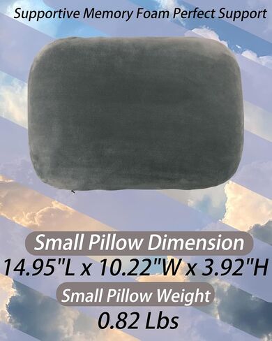 Travel Pillow Memory Foam Bed Small Pillow Warm Soft Velvet Cover Lightweight Home Pillow for Travel, Sleeping, Nap and Neck, Knee, Leg, Lumbar Support Ideal Backpacking, Airplane and Car (Gray) in Saudi Arabia