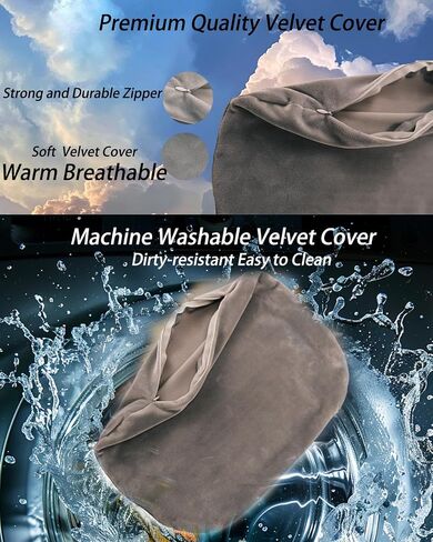 Travel Pillow Memory Foam Bed Small Pillow Warm Soft Velvet Cover Lightweight Home Pillow for Travel, Sleeping, Nap and Neck, Knee, Leg, Lumbar Support Ideal Backpacking, Airplane and Car (Gray) in Saudi Arabia
