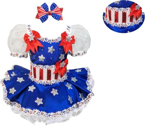 Handmade Infant Toddler Party Dress 4th of July Outfit Girl Summer Memorial Independence Day Princess Dress in Saudi Arabia