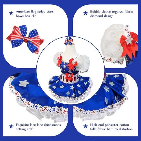 Handmade Infant Toddler Party Dress 4th of July Outfit Girl Summer Memorial Independence Day Princess Dress in Saudi Arabia