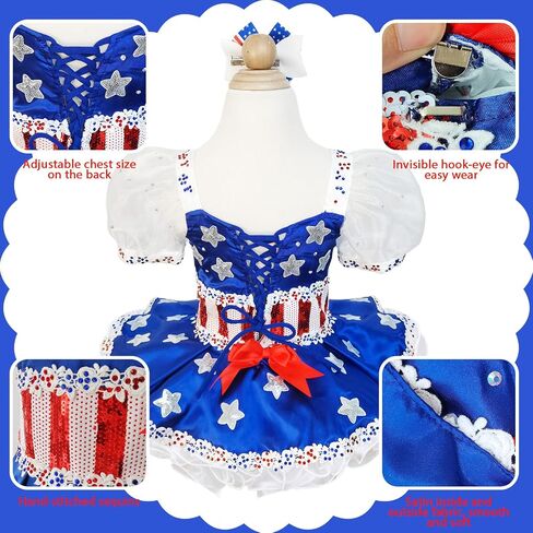 Handmade Infant Toddler Party Dress 4th of July Outfit Girl Summer Memorial Independence Day Princess Dress in Saudi Arabia