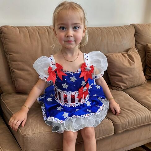Handmade Infant Toddler Party Dress 4th of July Outfit Girl Summer Memorial Independence Day Princess Dress in Saudi Arabia
