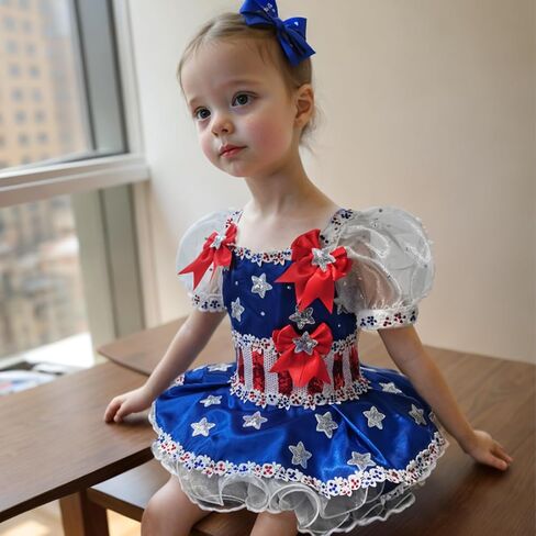 Handmade Infant Toddler Party Dress 4th of July Outfit Girl Summer Memorial Independence Day Princess Dress in Saudi Arabia