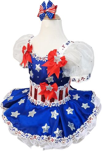 Handmade Infant Toddler Party Dress 4th of July Outfit Girl Summer Memorial Independence Day Princess Dress in Saudi Arabia