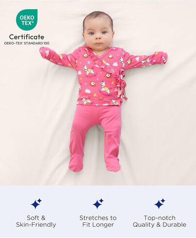 Going Home Outfit Baby Girl Newborn Infant Long Sleeve Kimono Top and Footed Pant, Viscose from Bamboo in Saudi Arabia