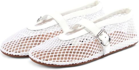 شبكة الباليه المسطحة للنساء مشبك حزام راقصة الباليه الشقق مريح عارضة راقصة الباليه شبكة صيد السمك ماري جين الشقق اللباس اليومي in Kuwait