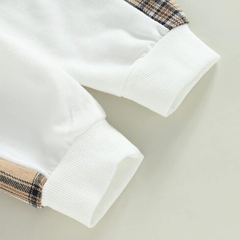 Infant Todder Unisex Baby Autumn Clothes Outfits Long Sleeve Plaid Bear Pattern Pullover Sweatshirt Tops Pants Set in Kuwait