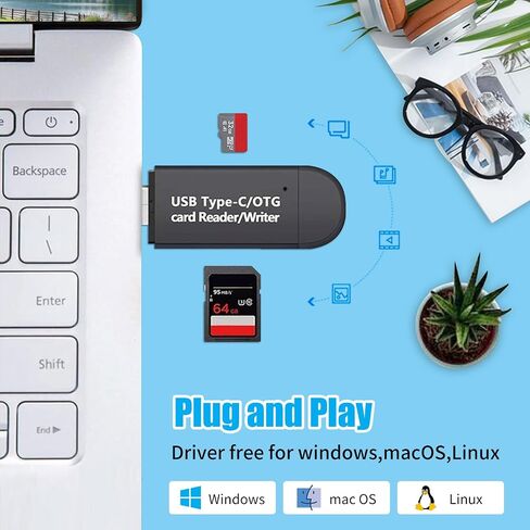 قارئ بطاقات SD/Micro SD، قارئ بطاقات، محول USB Type C Micro USB OTG وقارئ بطاقات ذاكرة محمول USB 2.0 لـ SDXC، SDHC، SD، MMC، RS-MMC، Micro SDXC، Micro SD، بطاقة Micro SDHC وUHS-I بطاقة in Kuwait