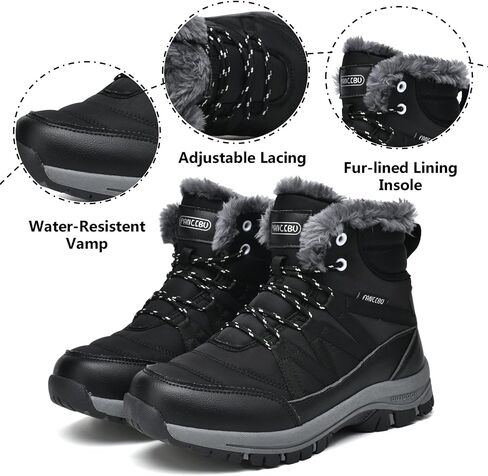 Moodeng Womens Winter Boots Warm Snow Boots Water-Resistant Anti-Slip Short Boots Lightweight Lace up in Saudi Arabia