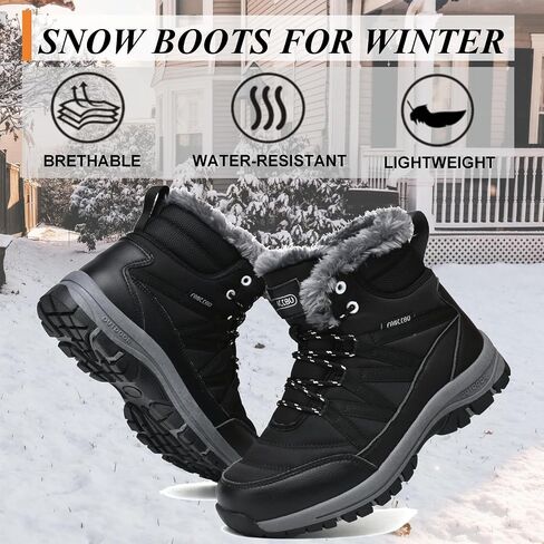 Moodeng Womens Winter Boots Warm Snow Boots Water-Resistant Anti-Slip Short Boots Lightweight Lace up in Saudi Arabia