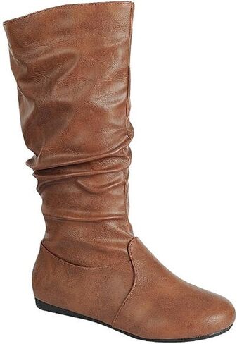 Forever Womens Round Toe Slouch Vegan Comfy Flat Mid Calf Tall Boots in Saudi Arabia