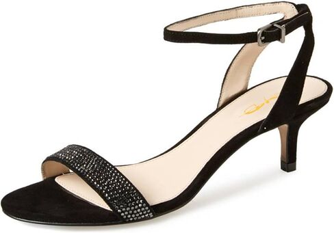 XYD Women Open Toe Ankle Strap Sandals Shoes Kitten Heel Rhinestones Studded Buckle Dance Casual Dating Pumps in Saudi Arabia