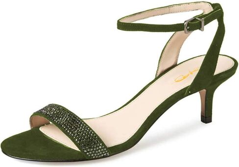 XYD Women Open Toe Ankle Strap Sandals Shoes Kitten Heel Rhinestones Studded Buckle Dance Casual Dating Pumps in Saudi Arabia