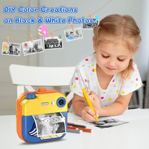 طباعة فورية لكاميرا الأطفال - كاميرا فيديو رقمية فورية بدقة 1080 بكسل للأطفال، هدايا عيد الميلاد للفتيات والأولاد من سن 3 إلى 12 عامًا، كاميرات للأطفال الصغار مع 3 لفات بدون ورق طباعة حبر وبطاقة SD 32 جرام - أصفر in Kuwait