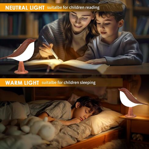 Night Light for Kids, Bird Light Small Lamp Touch Lamp with 3 Level Brightness Rechargered Animal Lamp Red Plastic Dimmable Lamp Nursery Light Cute Lamp Table Lamp for Bedroom, Kitchen (Mahogany) in Kuwait