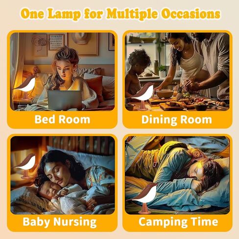 Night Light for Kids, Bird Light Small Lamp Touch Lamp with 3 Level Brightness Rechargered Animal Lamp Red Plastic Dimmable Lamp Nursery Light Cute Lamp Table Lamp for Bedroom, Kitchen (Mahogany) in Kuwait