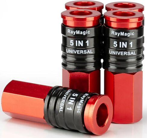 5 In 1 Universal Quick Industrial Connect Coupler, 1/4" Female NPT, Air Hose Fittings, Release Sleeve, Red (1-Piece) in Saudi Arabia