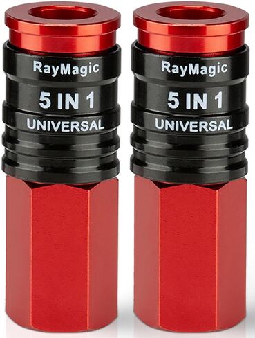 5 In 1 Universal Quick Industrial Connect Coupler, 1/4" Female NPT, Air Hose Fittings, Release Sleeve, Red (1-Piece) in Saudi Arabia