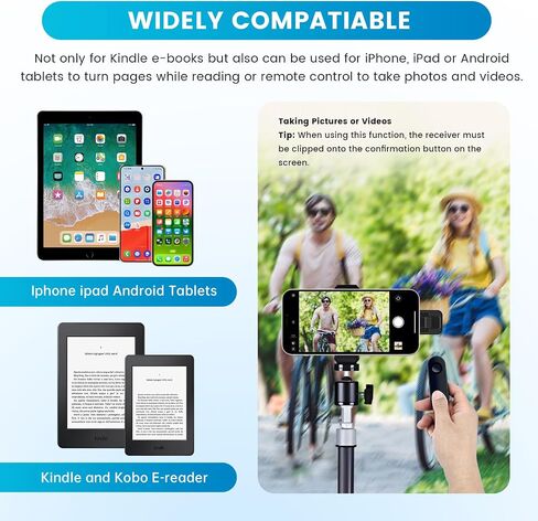 أداة تحويل الصفحات لـ Kindle Paperwhite، جهاز التحكم عن بعد بتردد الراديو، ملحقات Kindle لأجهزة iPhone وiPad وأجهزة Android اللوحية وروايات القراءة وتسجيل فيديو الكاميرا وصورة شخصية للغالق (أسود) in Saudi Arabia