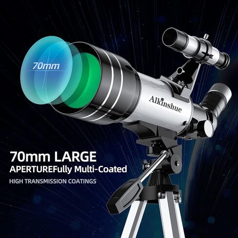 Telescope 70mm Aperture 300mm Refractor Telescope for Astronomy Beginners, High Powered Refracting Telescope with Tripod, Multi-Coated in Kuwait