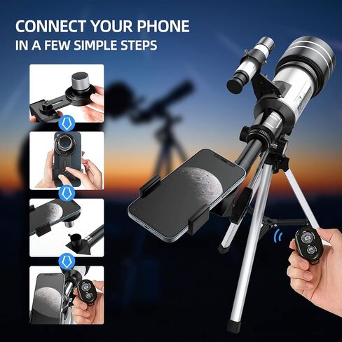 Telescope 70mm Aperture 300mm Refractor Telescope for Astronomy Beginners, High Powered Refracting Telescope with Tripod, Multi-Coated in Kuwait