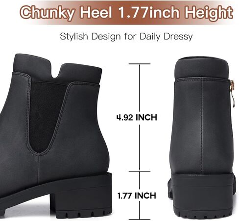 TEMOFON Women's Ankle Boots Chelsea: Fall Round Toe Booties - Chunky Platform Leather Boots with Zipper in Saudi Arabia