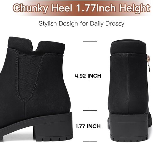TEMOFON Women's Ankle Boots Chelsea: Fall Round Toe Booties - Chunky Platform Leather Boots with Zipper in Saudi Arabia