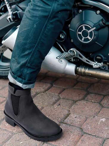 TEMOFON Women's Ankle Boots Chelsea: Fall Round Toe Booties - Chunky Platform Leather Boots with Zipper in Saudi Arabia