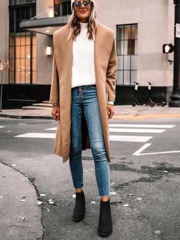 TEMOFON Women's Ankle Boots Chelsea: Fall Round Toe Booties - Chunky Platform Leather Boots with Zipper in Saudi Arabia