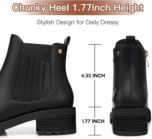TEMOFON Women's Ankle Boots Chelsea: Fall Round Toe Booties - Chunky Platform Leather Boots with Zipper in Saudi Arabia