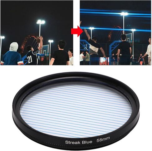 52mm/55mm/58mm Blue Streak Filter,Special Effects Lens Filter Anamorphic Optical Glass with Aluminum Alloy Frame, for, for Nikon, for, for Fujifilm, etc (58mm / 2.28in) in Saudi Arabia