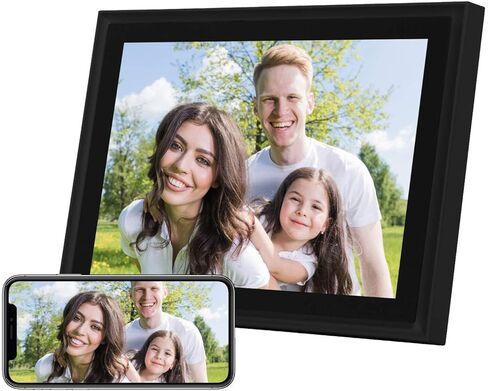 إطار صورة رقمي AEEZO WiFi مقاس 10 بوصات IPS تعمل باللمس FHD 2K إطار صور سحابي ذكي مع مساحة تخزين 16 جيجابايت، إعداد سهل لمشاركة الصور ومقاطع الفيديو، إطار تدوير تلقائي (أسود) in Kuwait
