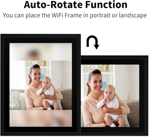 إطار صورة رقمي AEEZO WiFi مقاس 10 بوصات IPS تعمل باللمس FHD 2K إطار صور سحابي ذكي مع مساحة تخزين 16 جيجابايت، إعداد سهل لمشاركة الصور ومقاطع الفيديو، إطار تدوير تلقائي (أسود) in Kuwait