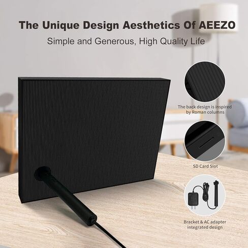 إطار صورة رقمي AEEZO WiFi مقاس 10 بوصات IPS تعمل باللمس FHD 2K إطار صور سحابي ذكي مع مساحة تخزين 16 جيجابايت، إعداد سهل لمشاركة الصور ومقاطع الفيديو، إطار تدوير تلقائي (أسود) in Kuwait