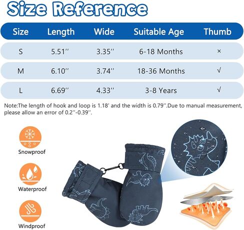 American Trends Toddler Gloves Warm Kids Winter Ski Gloves Lined Fleece Mittens Snow Waterproof Mittens for Baby Boys Girls in Saudi Arabia