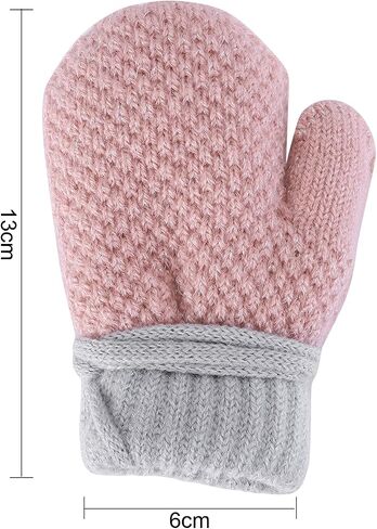 Toddler Winter Mittens Warm Kids Knit Gloves Boys Girls Fleece Lined Mittens String Plush Ski Snow Gloves Mittens 1-3 Years in Kuwait