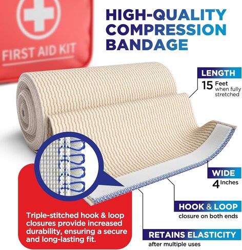 Premium Elastic Bandage Wrap - 6" (2pk) - Strong Compression - Self-Closing Reusable Bandages for Legs, Knee, Abdomen, Lymphedema - Body Wrap in Saudi Arabia