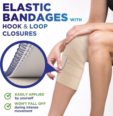 Premium Elastic Bandage Wrap - 6" (2pk) - Strong Compression - Self-Closing Reusable Bandages for Legs, Knee, Abdomen, Lymphedema - Body Wrap in Saudi Arabia