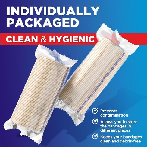 Premium Elastic Bandage Wrap - 6" (2pk) - Strong Compression - Self-Closing Reusable Bandages for Legs, Knee, Abdomen, Lymphedema - Body Wrap in Saudi Arabia
