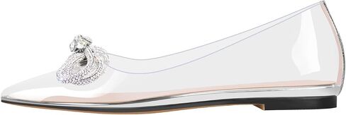 Women's Flats with Rhinestone Bow Pointed Toe Flats for Women Clear Flat in Saudi Arabia