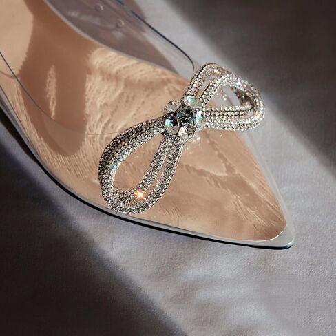 Women's Flats with Rhinestone Bow Pointed Toe Flats for Women Clear Flat in Saudi Arabia