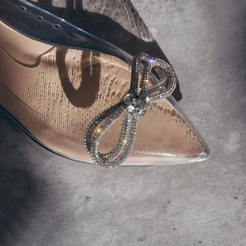 Women's Flats with Rhinestone Bow Pointed Toe Flats for Women Clear Flat in Saudi Arabia