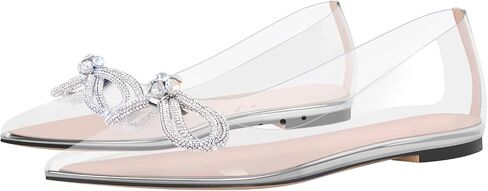 Women's Flats with Rhinestone Bow Pointed Toe Flats for Women Clear Flat in Saudi Arabia