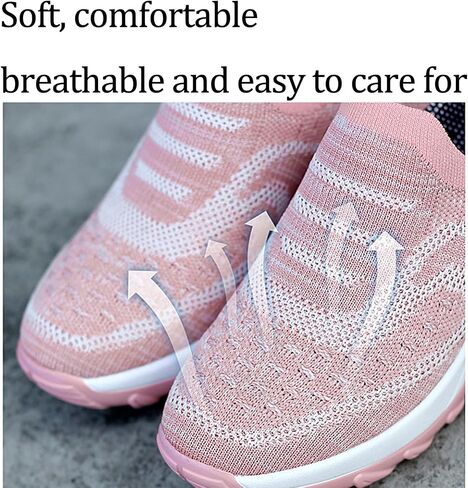 Women's Knit Mesh Orthopedic Platform Sneakers with Air Cushion Arch Support Lightweight Breathable Non Slip Walking Shoes for Workout Jogging Work Loafers in Saudi Arabia