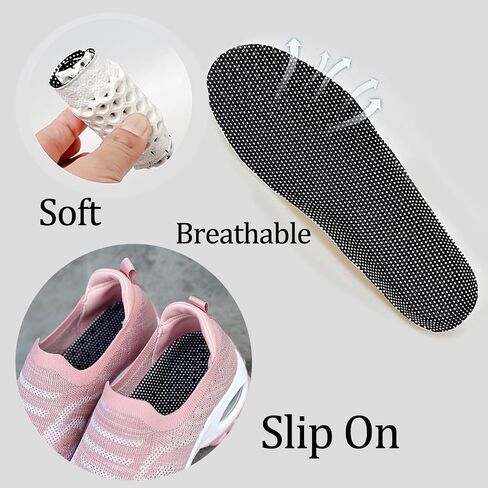 Women's Knit Mesh Orthopedic Platform Sneakers with Air Cushion Arch Support Lightweight Breathable Non Slip Walking Shoes for Workout Jogging Work Loafers in Saudi Arabia