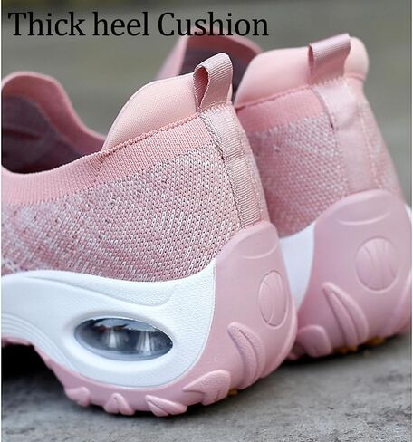 Women's Knit Mesh Orthopedic Platform Sneakers with Air Cushion Arch Support Lightweight Breathable Non Slip Walking Shoes for Workout Jogging Work Loafers in Saudi Arabia
