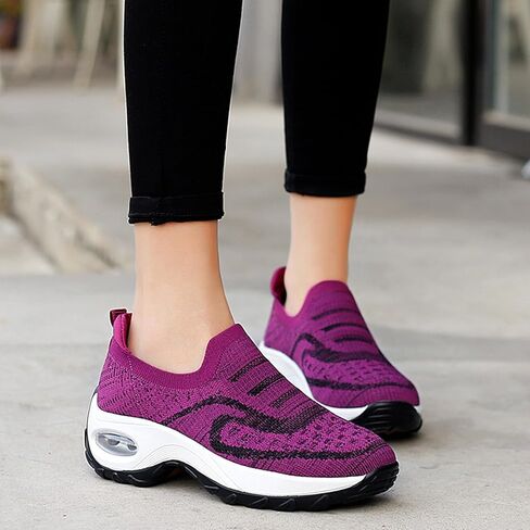 أحذية رياضية نسائية شبكية متماسكة لتقويم العظام مع وسادة هوائية لدعم القوس خفيفة الوزن ومسامية وغير قابلة للانزلاق أحذية مشي للتمرين والركض والعمل in Kuwait