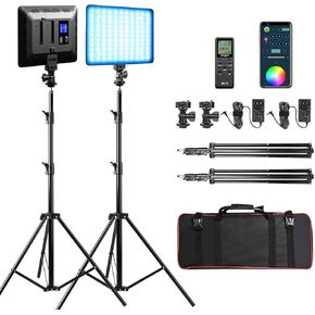 Weeylite Sprite20 2-Packs LED Video Lighting Kit for Photography, Full RGB Color LED Studio Lights for Video Recording, Streaming & Filming, LED Panel Light with APP/Remote Control, 2500-8500K