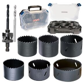 1-9/16" to 3-3/8" HSS Bi Metal Hole Saw Kit 6pcs Heavy Duty Hole Saw Bit for Wood Drywall Plastic Aluminum Mild Steel Iron Metal Stainless Steel